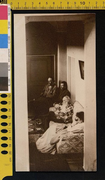 Л.Н. Толстой, С.М. Саламахин, А.К. Черткова, В.Г. Чертков в Крекшино слушают музыку